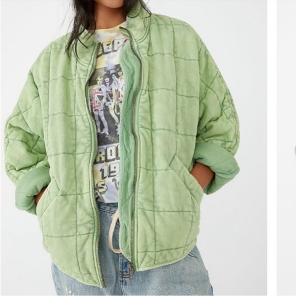 Free People dolman quilted jacket in sold out color EMERALD MOTH